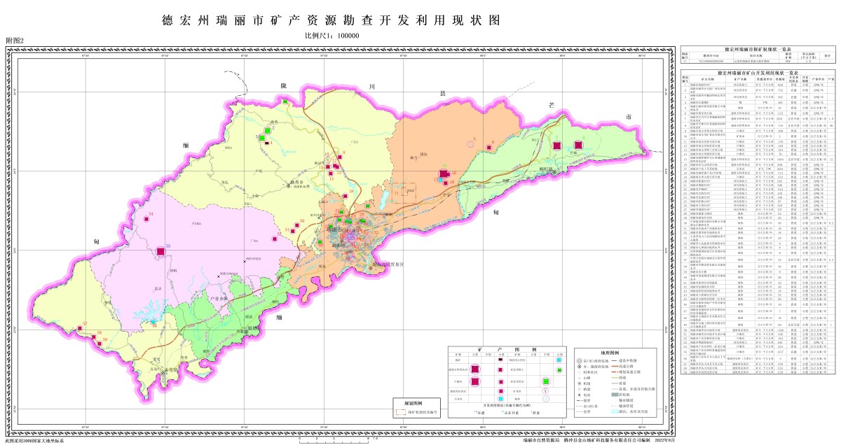 附图2 矿产资源勘查开发利用现状图