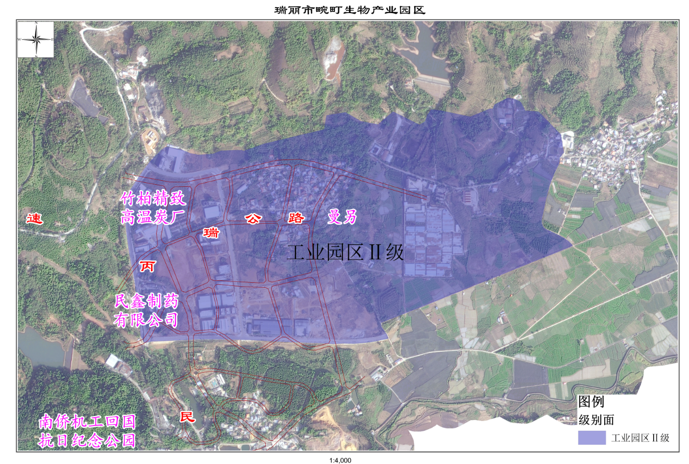 瑞丽市畹町生物产业园区城镇土地使用税土地计税等级及征收范围参考图