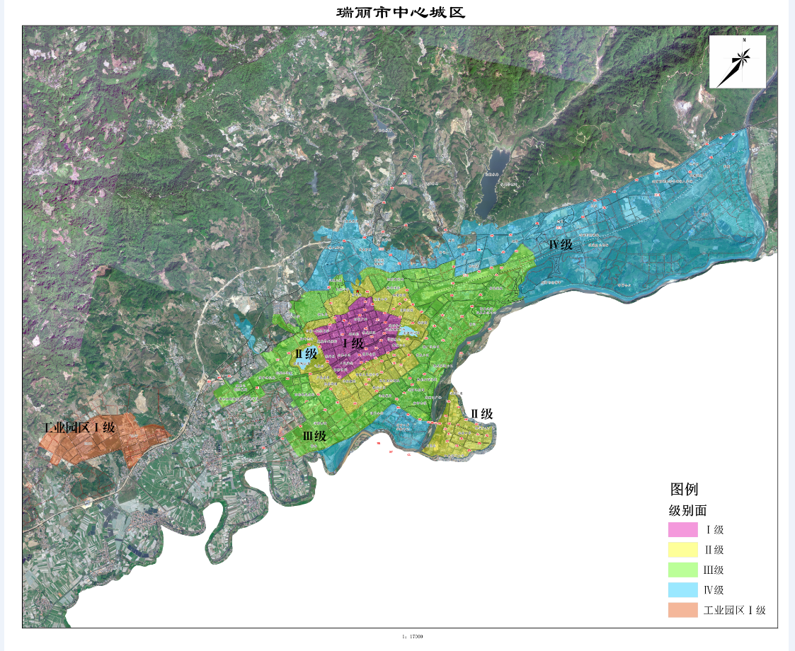 瑞丽市中心城区及工业园区城镇土地使用税土地计税等级及征收范围参考图