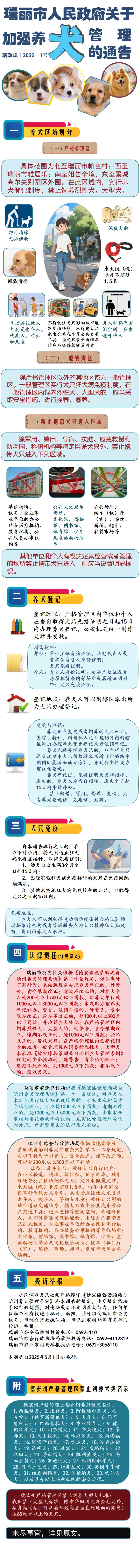 一图看懂│瑞丽市人民政府关于加强养犬管理的通告（网站上传版）