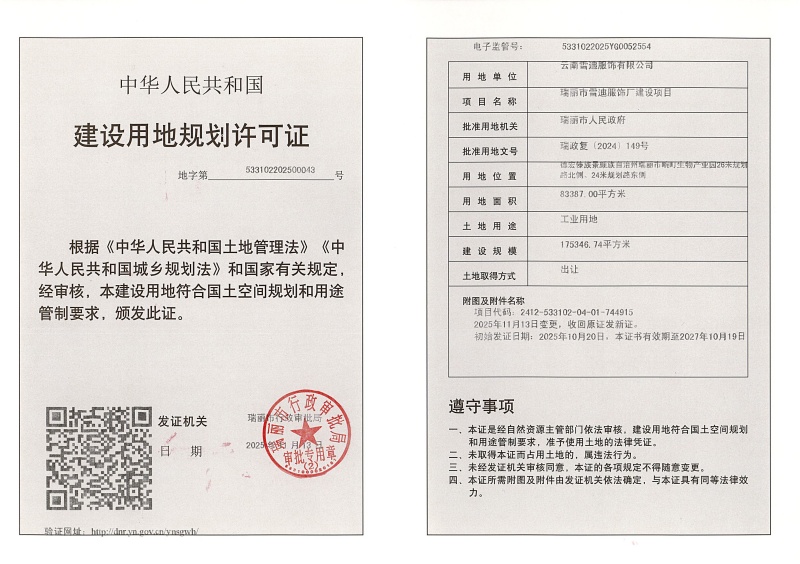 瑞丽市雪迪服饰厂建设项目建设用地规划许可证（变更） (1)